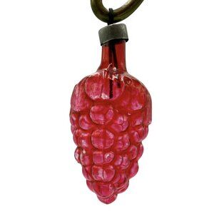 Vintage WWII Era Unsilvered Premier Pink Glass Grape Cluster Raspberry Ornament